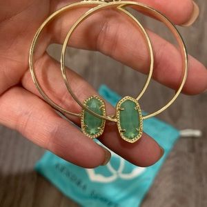Kendra Scott Elora hoops in Chalcedony green